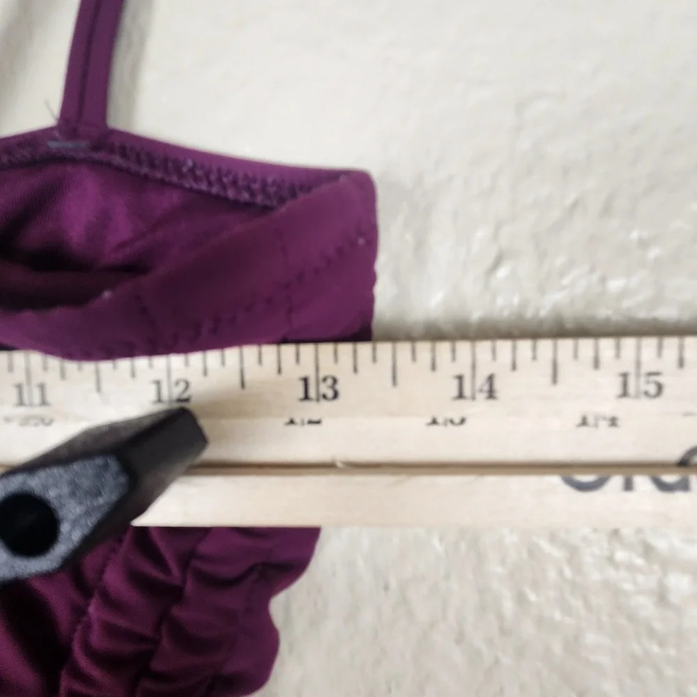 Athleta Swimsuit Womens Small Plum One Piece Ruched Adjustable Straps Side Tie‎ - Picture 12 of 12